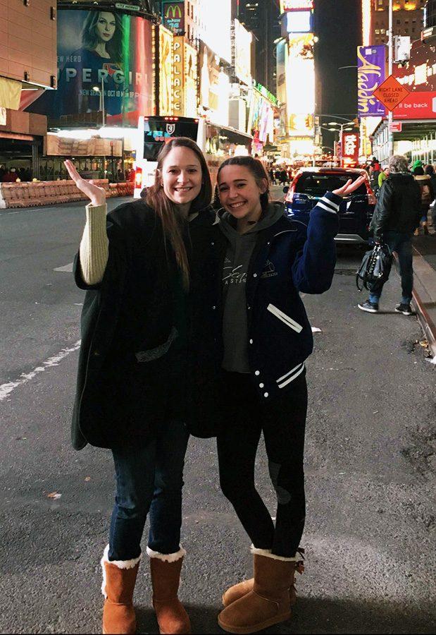 Sophomore Carly Wehner and her mother in Times Square.